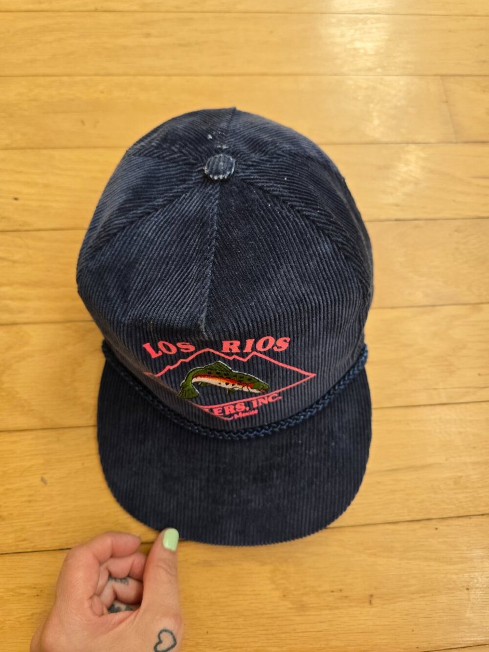 vintage 90's | Los Rios rainbow trout navy corduroy rope baseball hat - Picture 5 of 10